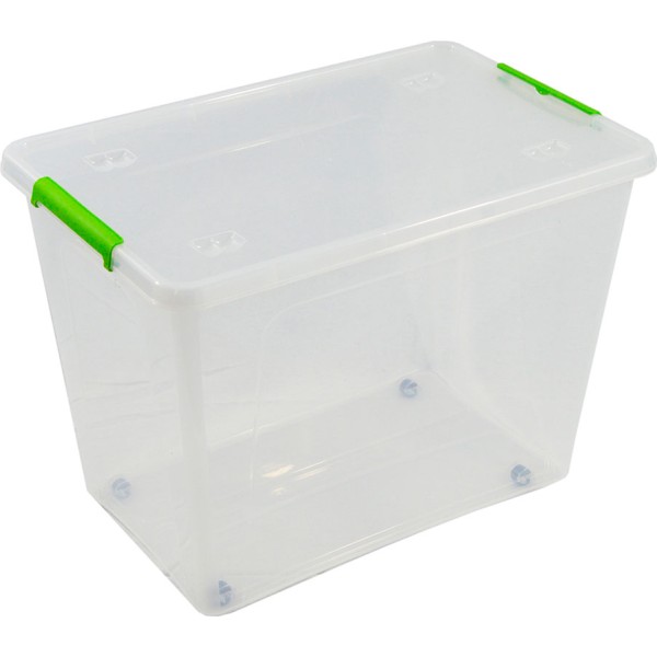 Caja transparente con ruedas 60 l, 58,5 x 39 x 42 cm